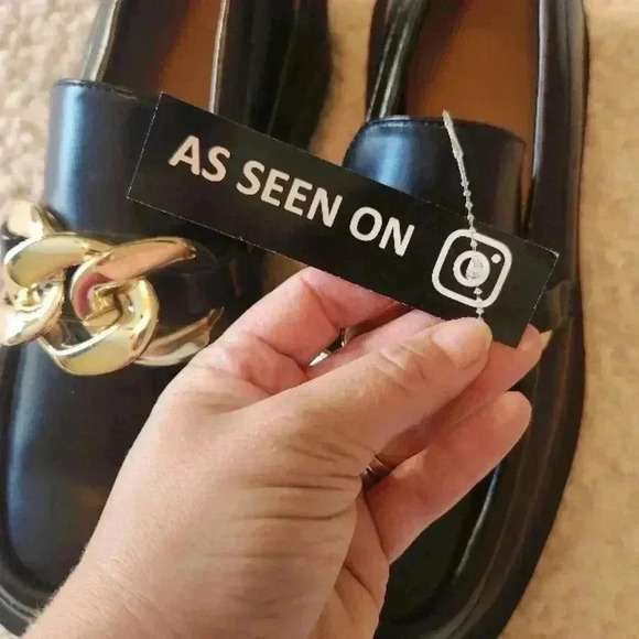 H&M Black Loafers with Gold Chain size 39 - Picture 3 of 10